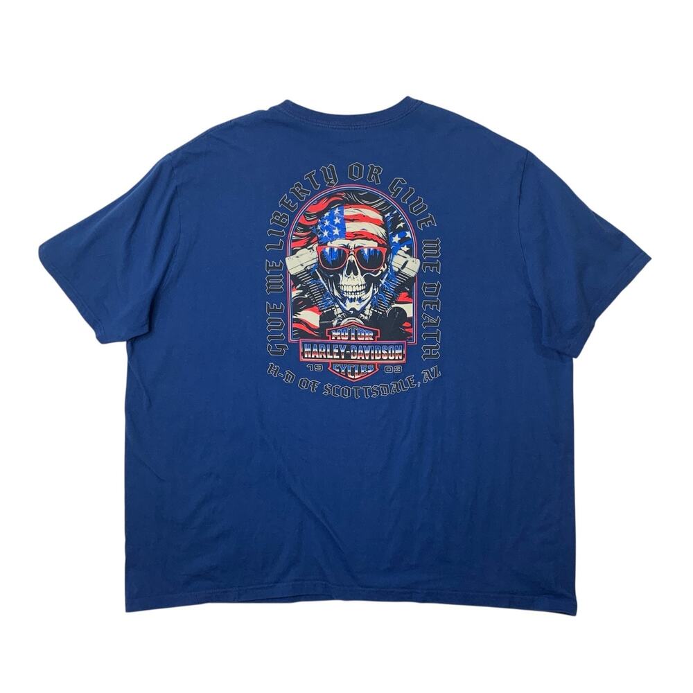 Harley Davidson Shirt Mens 3XL Blue Liberty or Death Scottsdale Arizona Biker